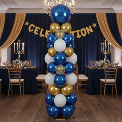 Royal Blue Chrome Balloon - Balloon Column Centrepiece