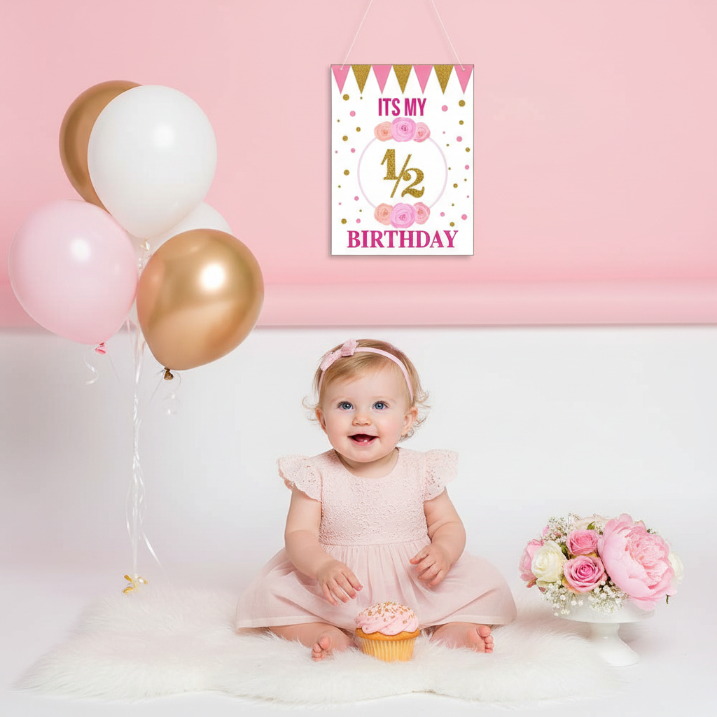 It's My 1/2 Birthday Pink Gold Decoration at Photoshoot
