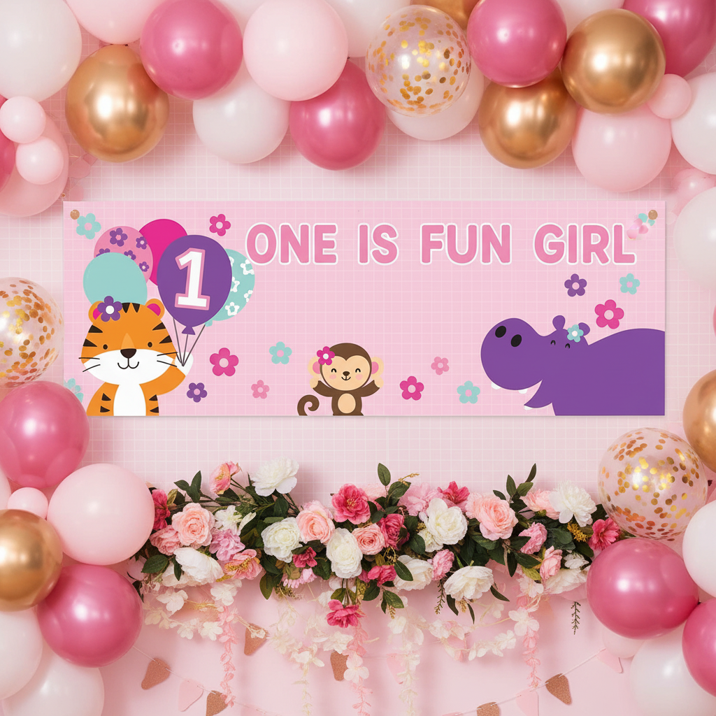 One is Fun Girl Banner - Wild One Girl Birthday Party