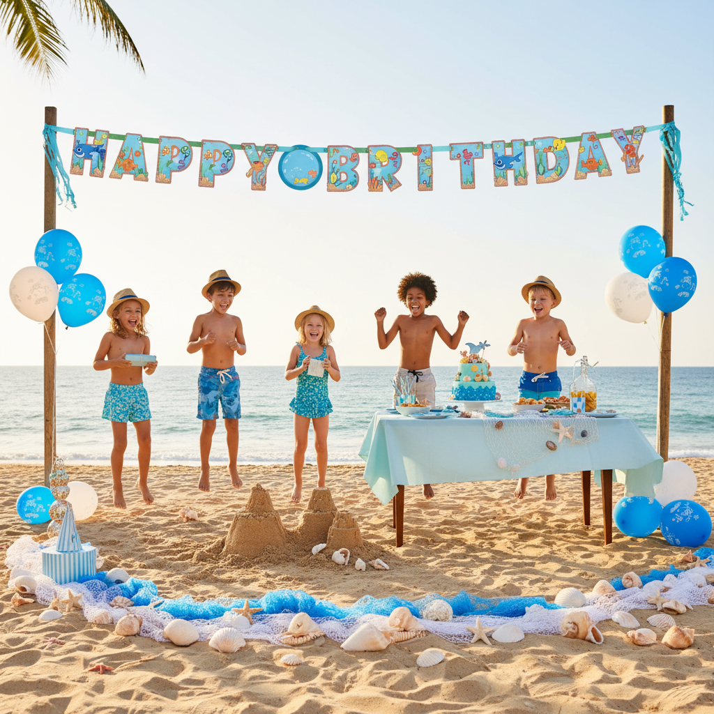 Ocean Buddies Happy Birthday Banner 10FT - Under Sea Party Decor | Wanna Party - Image 4