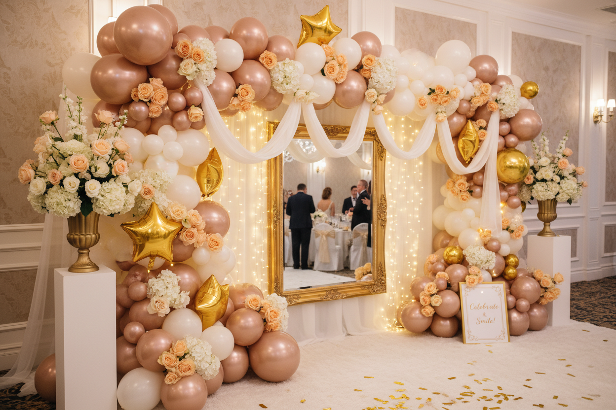 Pearl Peach Balloon - Wedding Anniversary Photo Booth