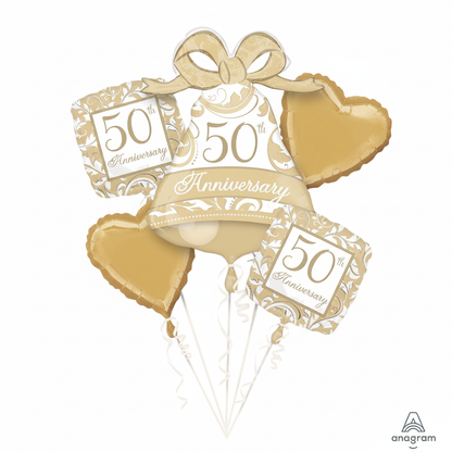 50th Anniversary Balloon Bouquet - Front Angle