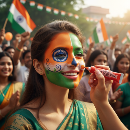 Orange Face Paint used for Indian Patriotic Tricolor Celebration Face Paint