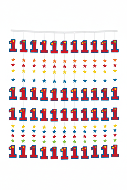 1st Birthday Boy String Decoration 7FT front view curtain effect
