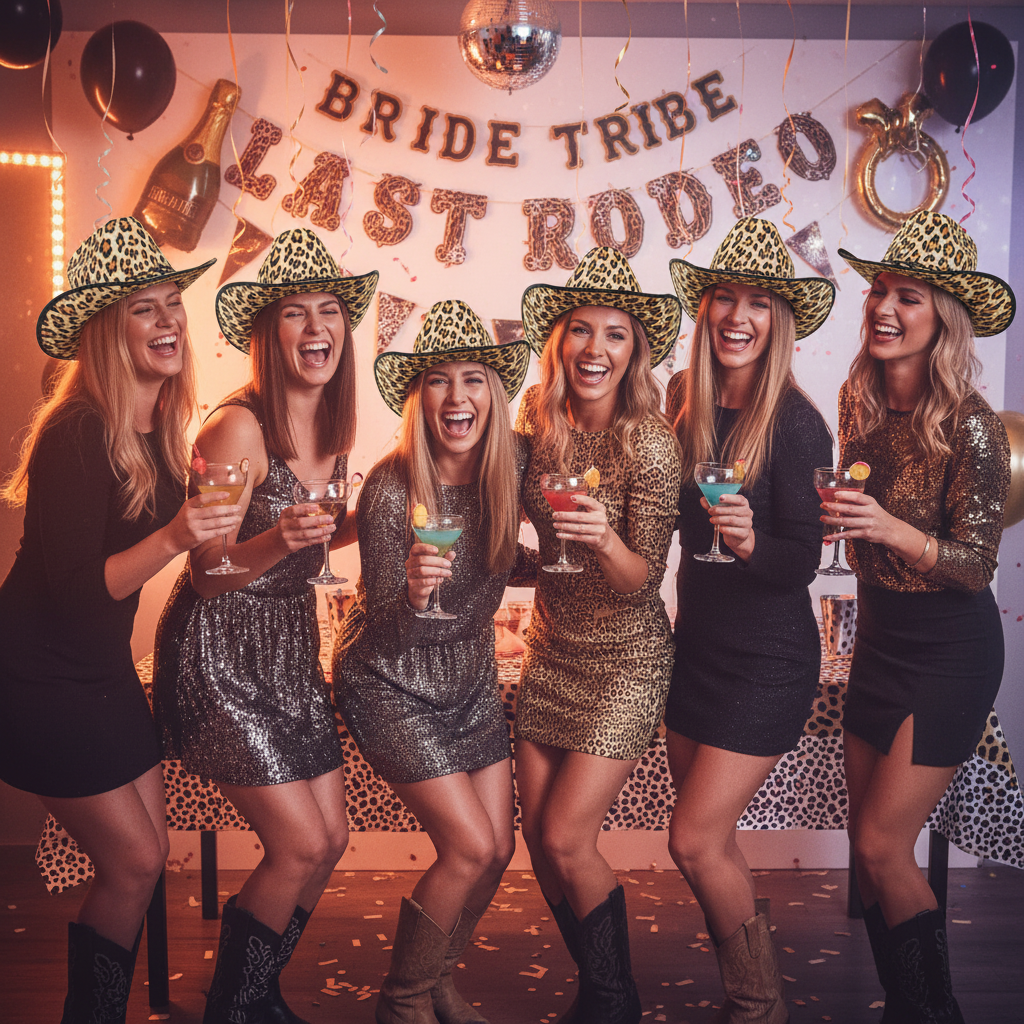 Leopard Print Cowboy Hat worn at Bachelorette Party
