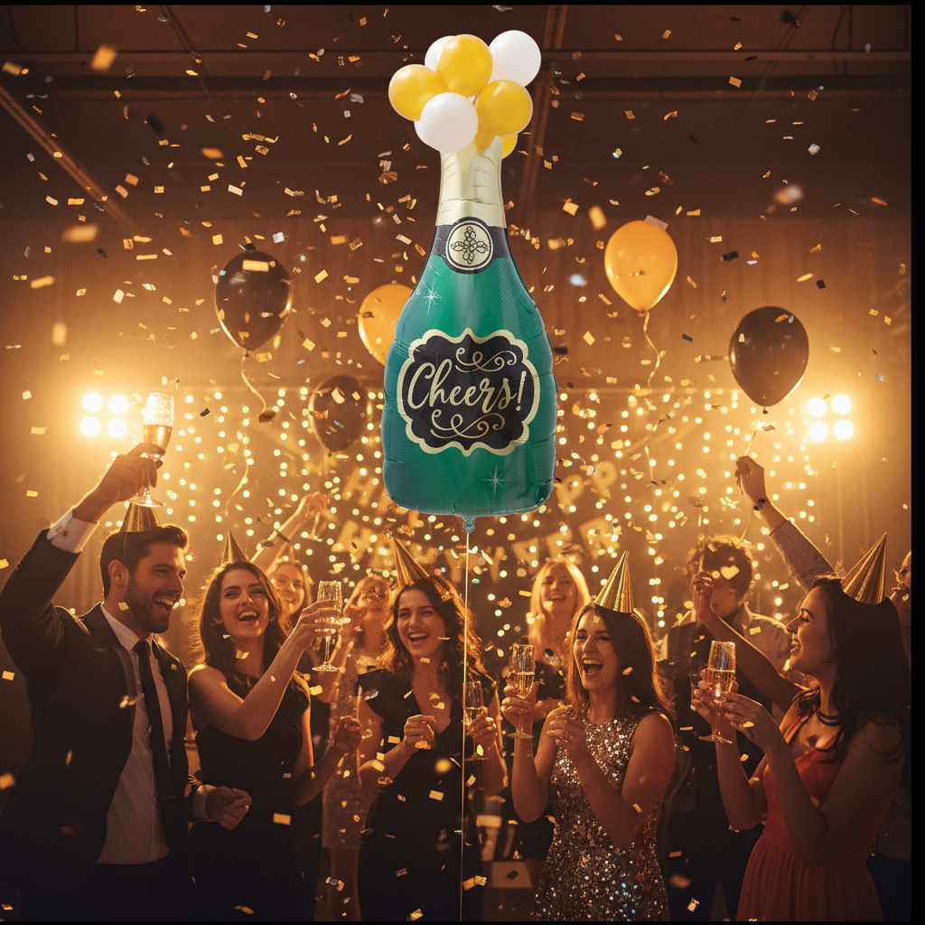 Champagne Cheers Balloon - New Year Eve Celebration