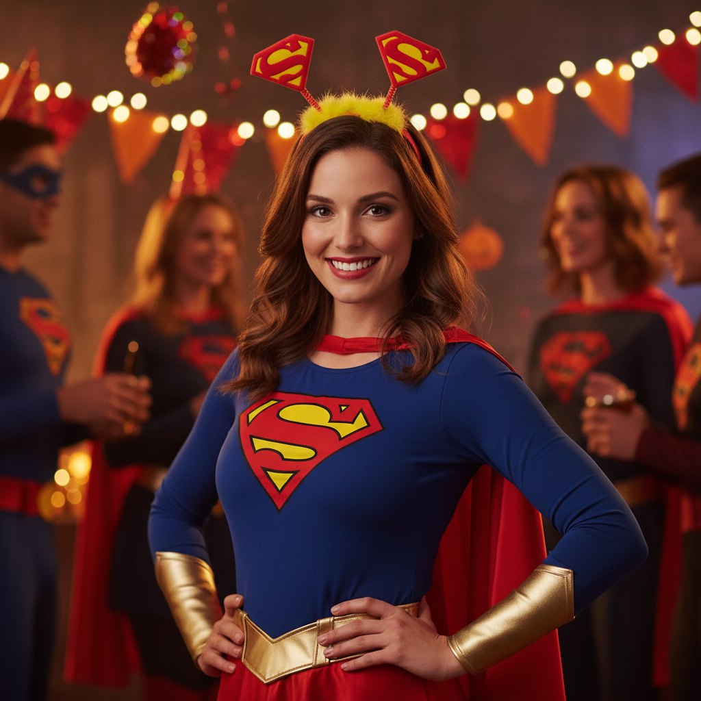 Superwoman Headband worn at Halloween Costume Party