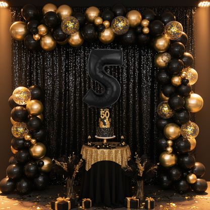 Black Number 5 Balloon - Milestone Photo Backdrop