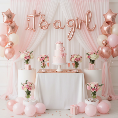 It's a Girl Banner - Baby Shower Party Setup