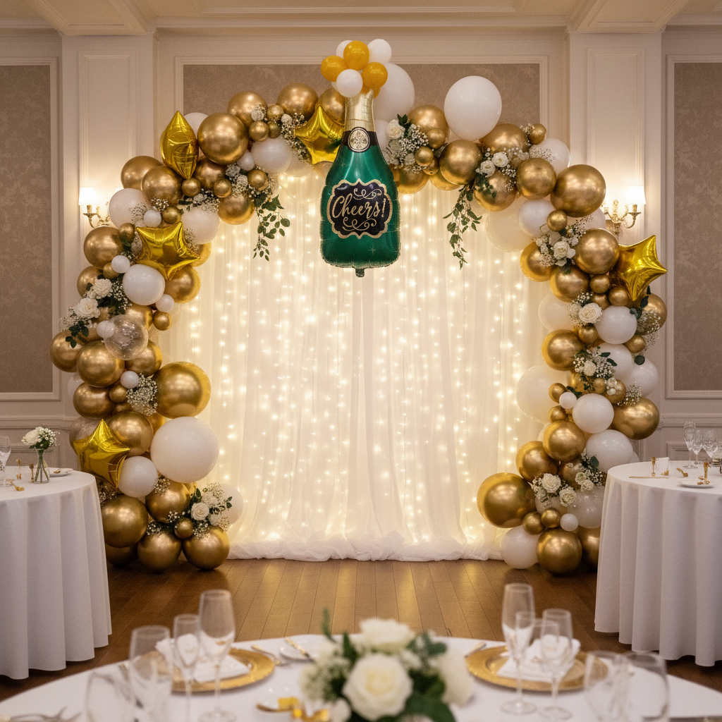 Champagne Cheers Balloon - Anniversary Balloon Arch
