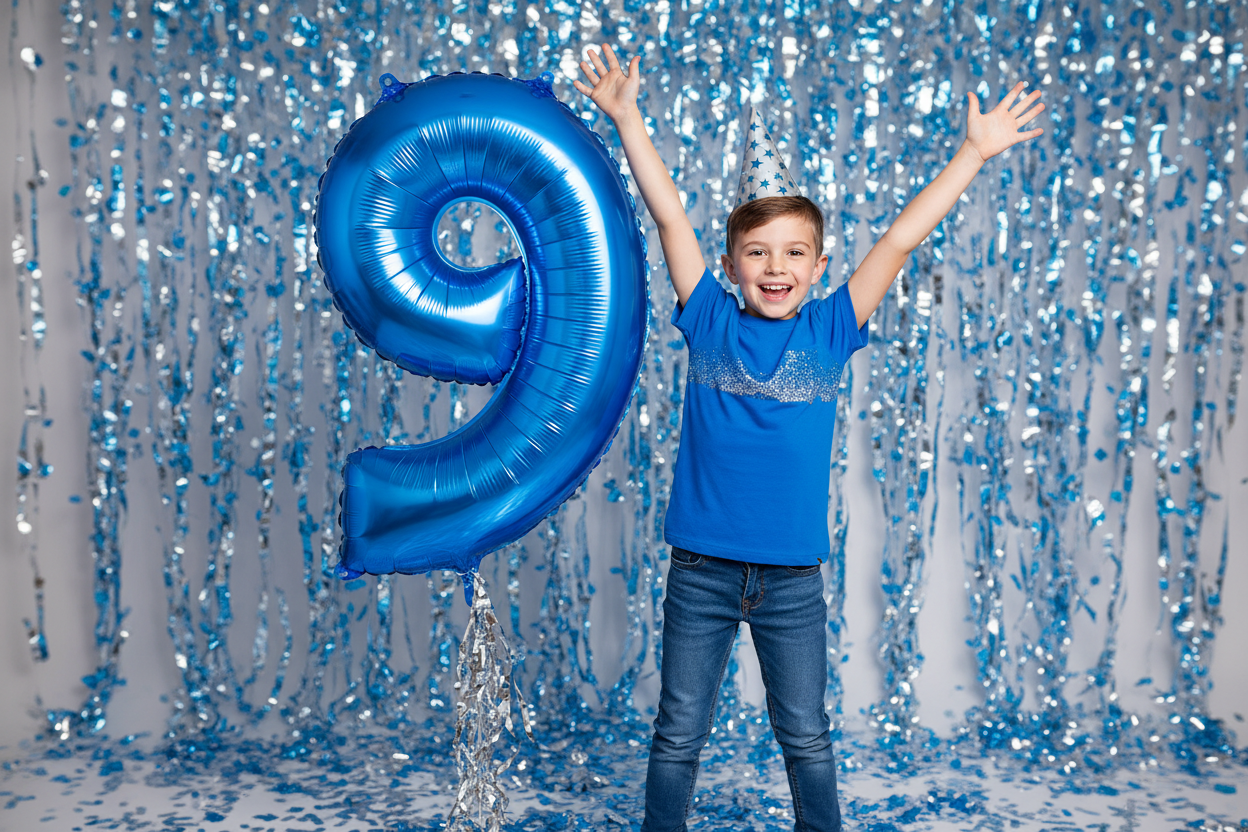 Number 9 Blue Balloon - Birthday Photo Booth