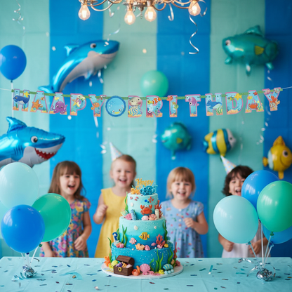 Ocean Buddies Happy Birthday Banner 10FT - Under Sea Party Decor | Wanna Party - Image 3