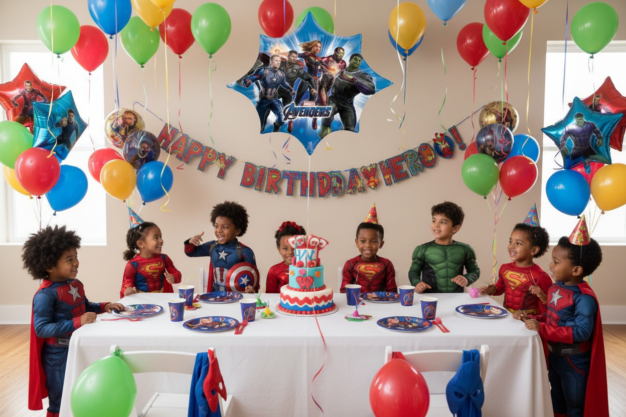 Marvel Avengers Balloon - Kids Birthday Party Setup Wide Angle