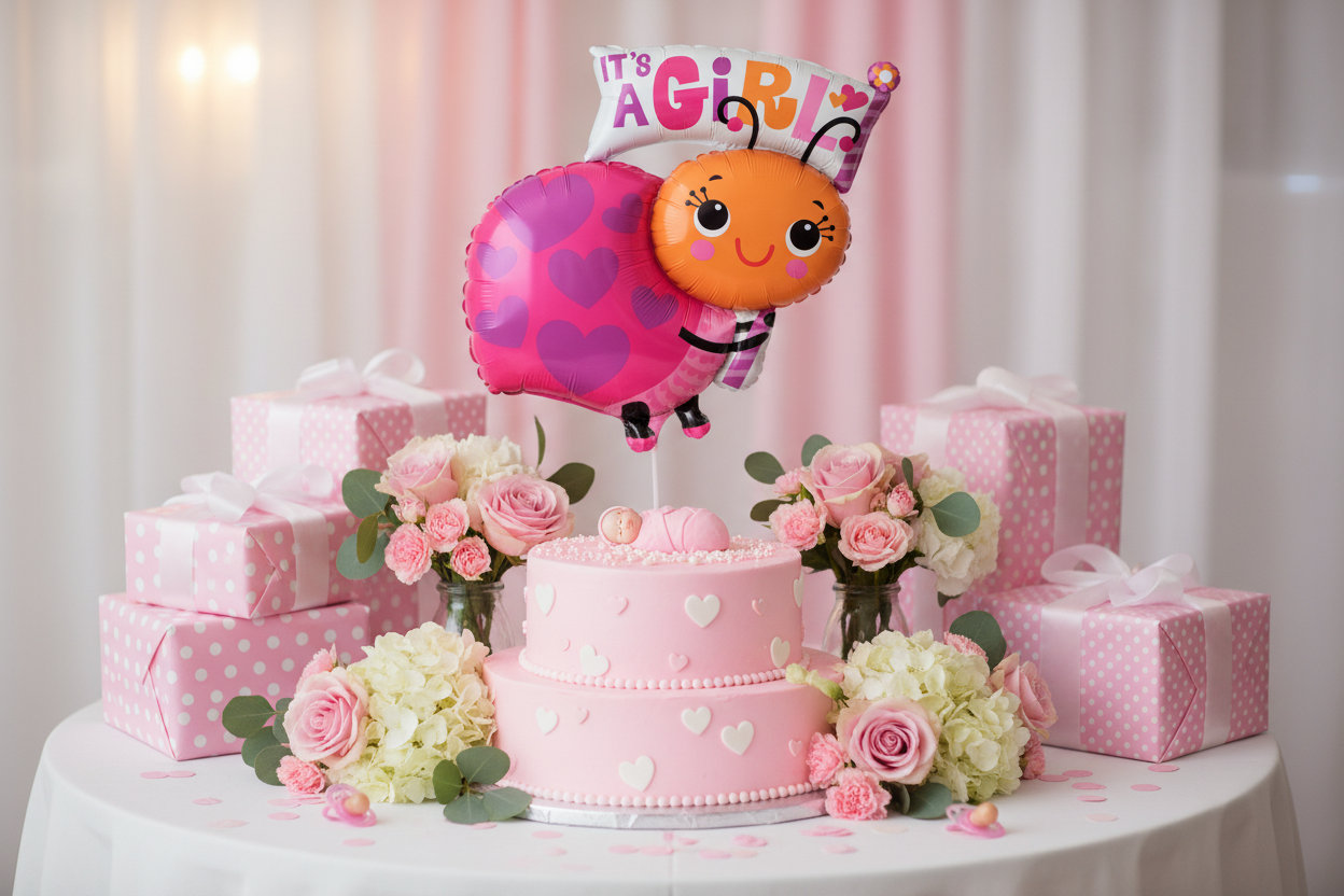 It's a Girl Snail Balloon - Cake Table Centrepiece