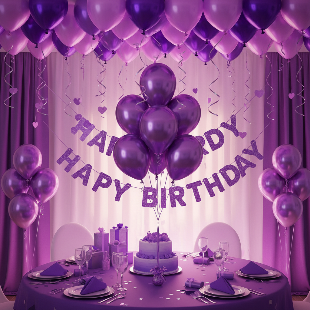 Purple Chrome Balloon - Birthday Party Bouquet