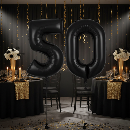 Black Number 5 Balloon - 50th Birthday