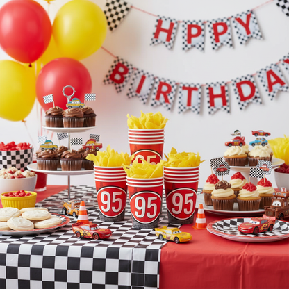 Disney Pixar Cars Paper Cups on Cars Themed Party Dessert Table