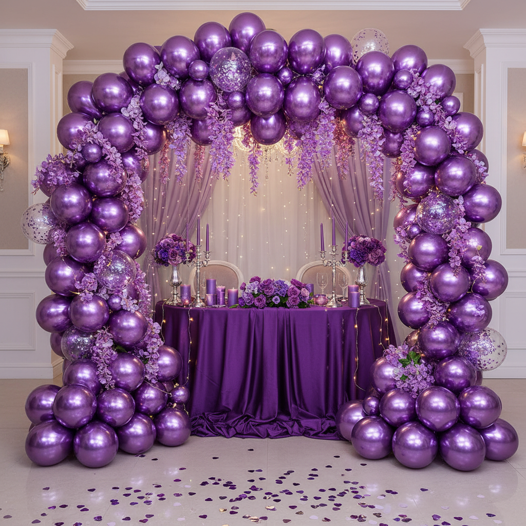 Purple Chrome Balloon - Balloon Garland Arch