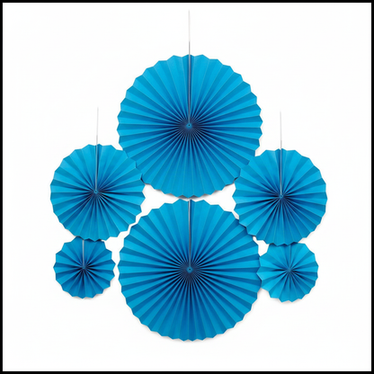 Blue Paper Fan Decoration - Front View