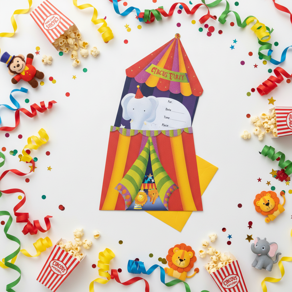 Circus Party Jumbo Invitations Circus Flat Lay