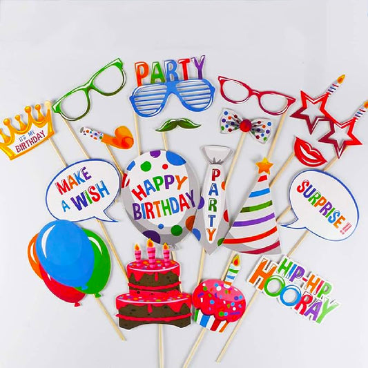 Happy Birthday Multicolor Photo Props - 20PC