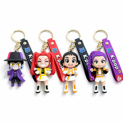 Kpop Demon Hunters Cartoon Keychains for Boys and Girls -  Set of 4