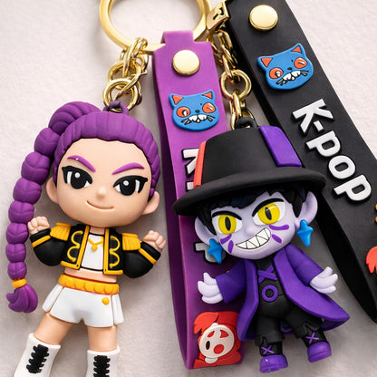 Kpop Demon Hunters Cartoon Keychains for Boys and Girls - Set of 2