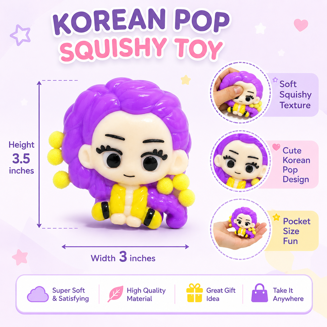 K-POP Rumi Squishy Taba Toy - Slow Rebound Squeeze Toy | Wanna Party - Image 6