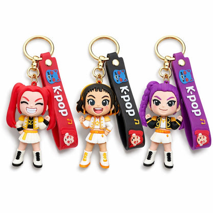 Kpop Demon Hunters Hunterix Cartoon Keychains for Girls -  Set of 3