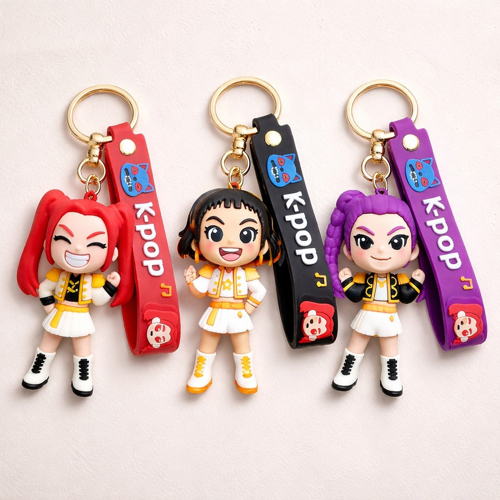 Kpop Demon Hunters Hunterix Cartoon Keychains for Girls -  Set of 3