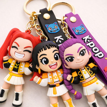 Kpop Demon Hunters Hunterix Cartoon Keychains for Girls -  Set of 3