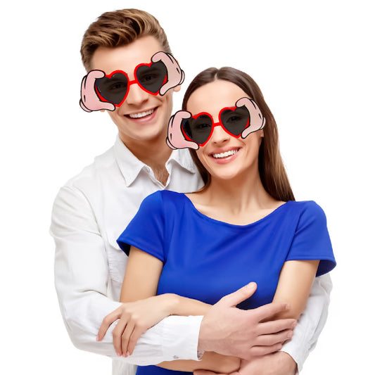 Heart Shaped Sunglasses with Clicking Hands Action for Adults - 1PC