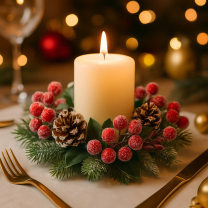 Small Wreath with Pine Cones and Cherries - 1PC