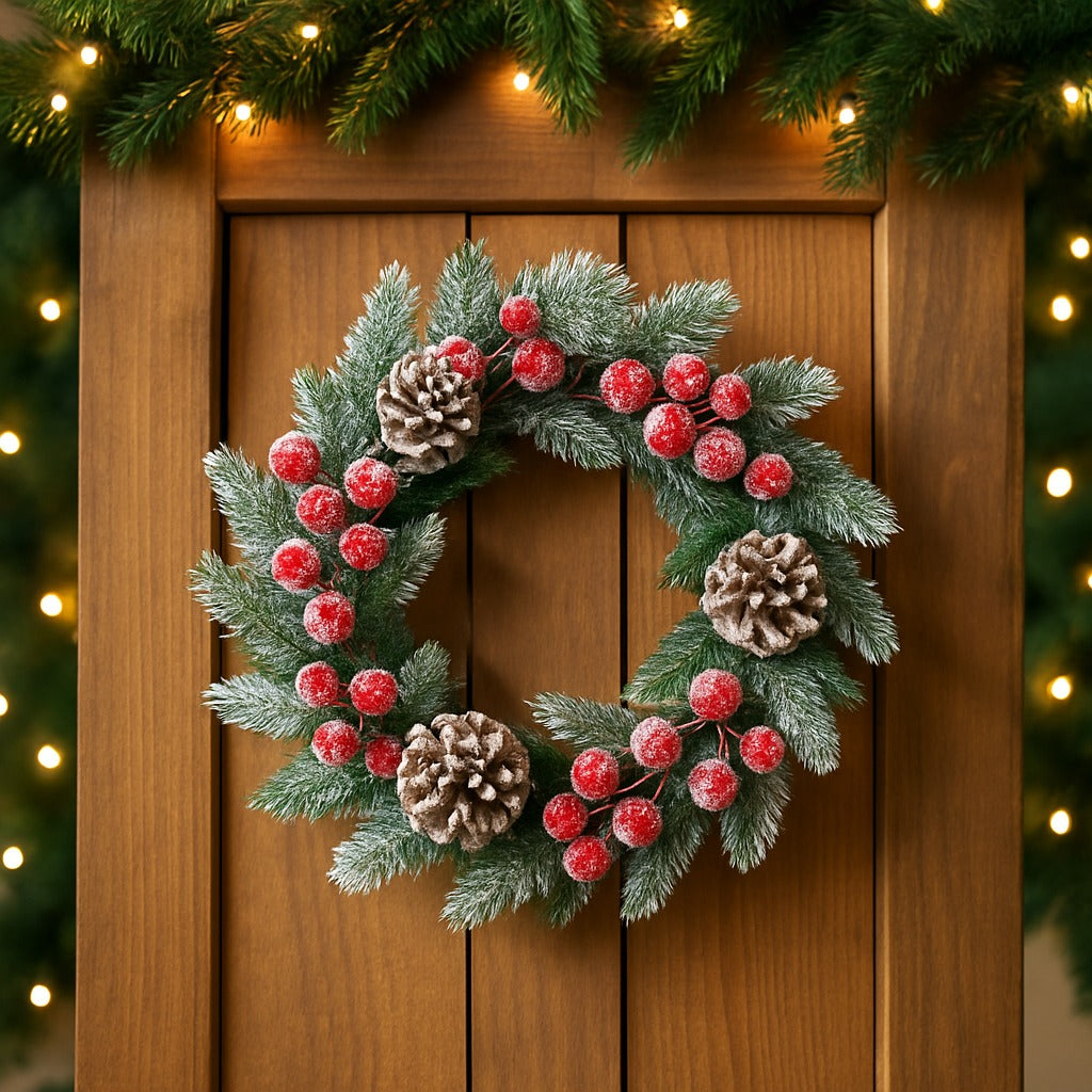 Small Wreath with Pine Cones and Cherries - 1PC