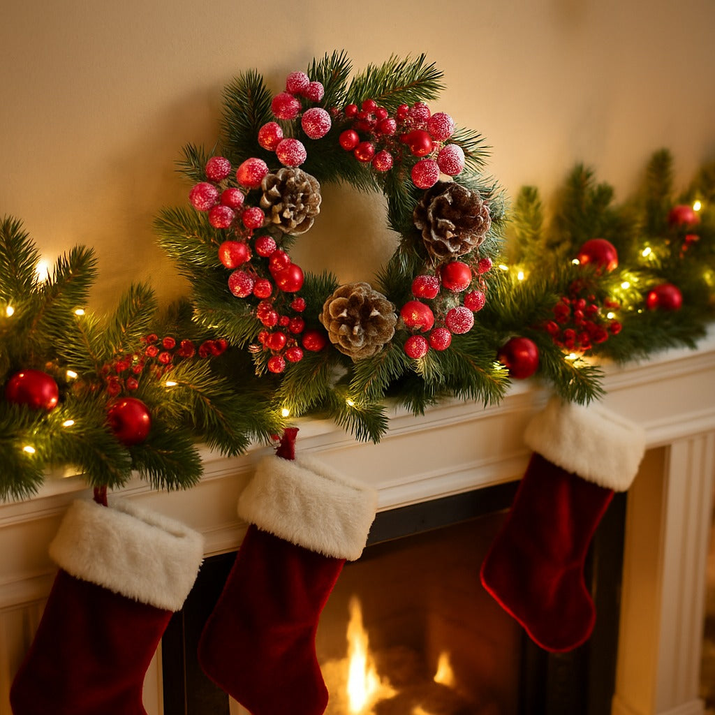 Small Wreath with Pine Cones and Cherries - 1PC
