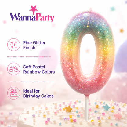 Three Color Gradient Glitter Candle Number 0