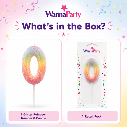 Three Color Gradient Glitter Candle Number 0