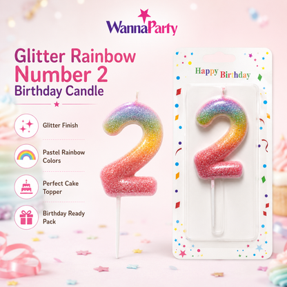 Three Color Gradient Glitter Candle Number 2