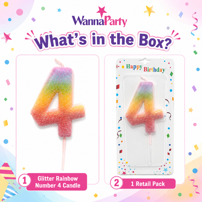 Three Color Gradient Glitter Candle Number 4