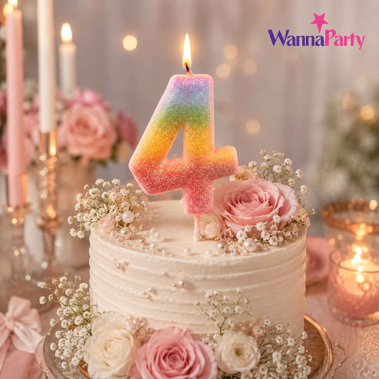Three Color Gradient Glitter Candle Number 4