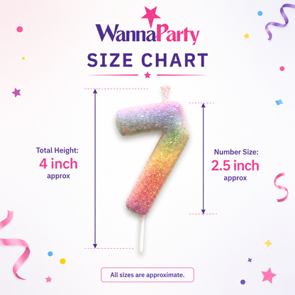 Three Color Gradient Glitter Candle Number 7