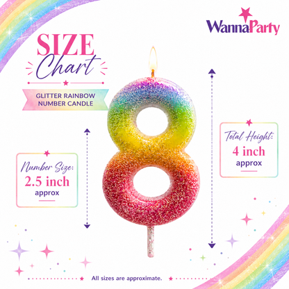 Three Color Gradient Glitter Candle Number 8