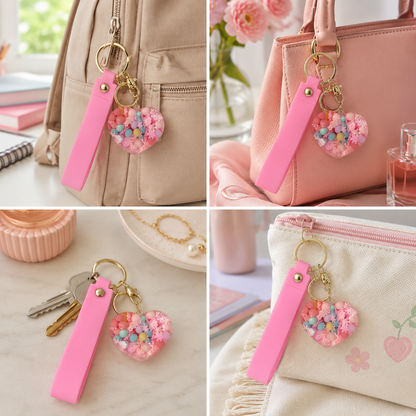 Heart Beads Keychain Pink Strap - Cute Bag Charm for Girls | Wanna Party - Image 9