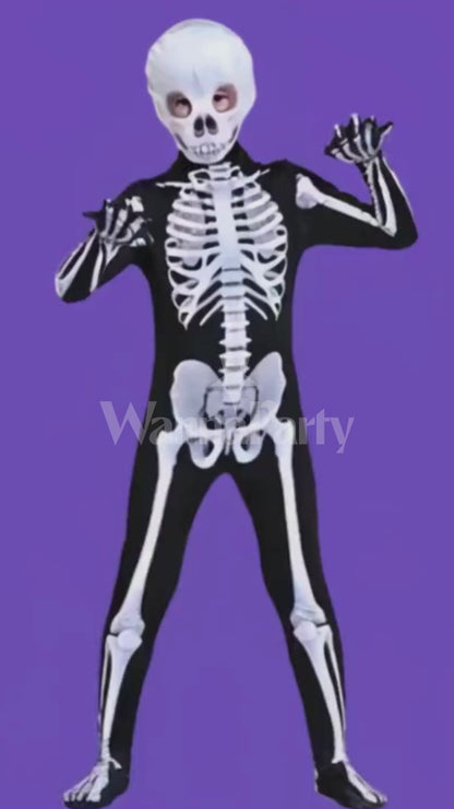 Halloween Ghost Jumpsuit with Mask with Both Side Print - Size S - Age 3 to 5 Years