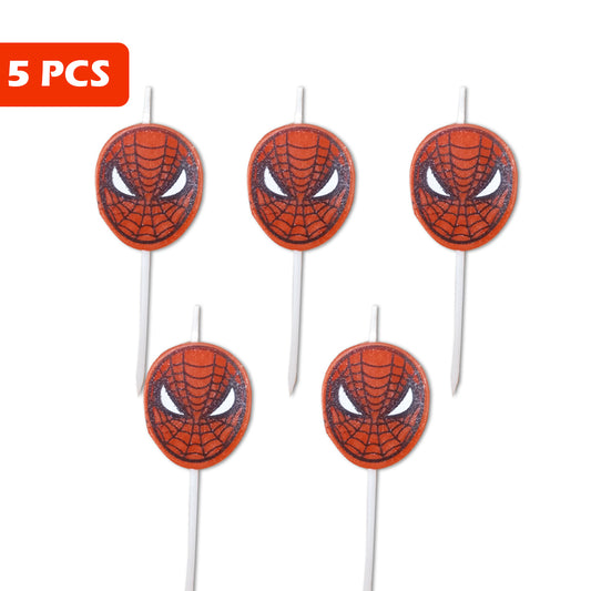 Spiderman Theme Birthday Candles - 5PC
