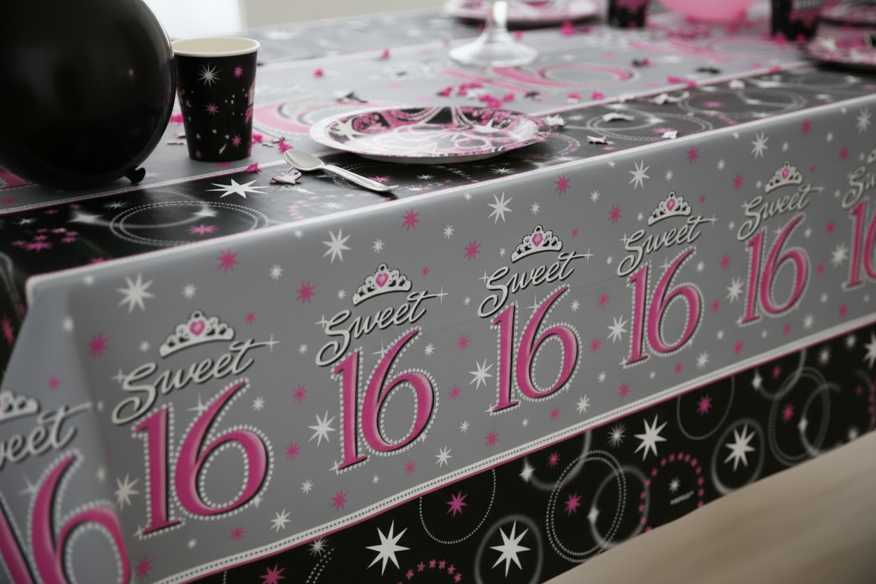 Sweet 16 Tablecover Party Setup