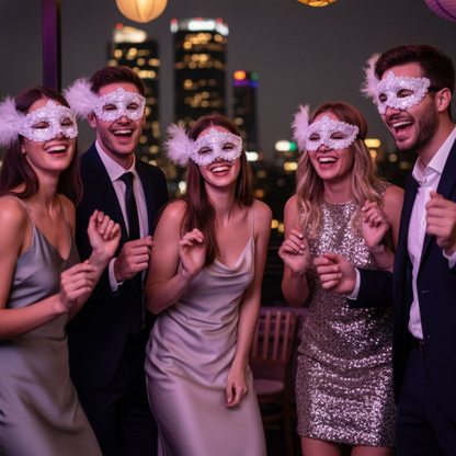 White Glitter Mask-1PC