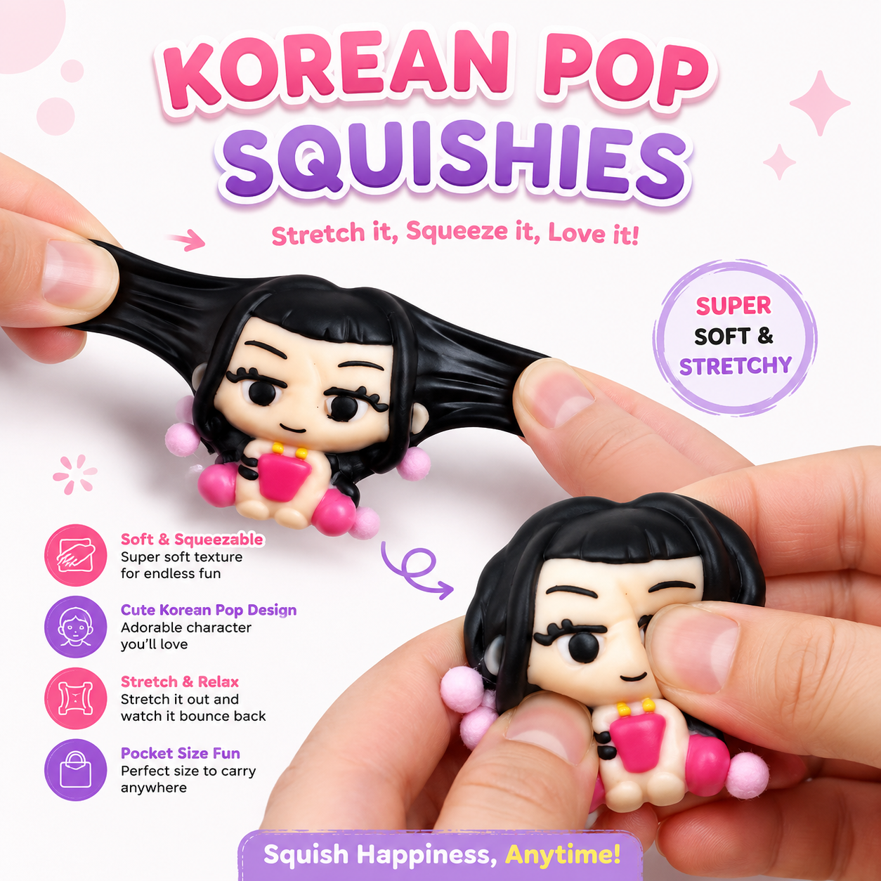 K-POP Zoey Squishy Taba Toy - Cute Squeeze Toy for Kids | Wanna Party - Image 6
